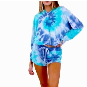 Anthropologie Maronie blue/ green tie dye hoodie. Pull on . Size Medium. NWT.